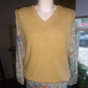 Christian Dior Acrylic Yellow Sleeveless V Neck Sweater Vest